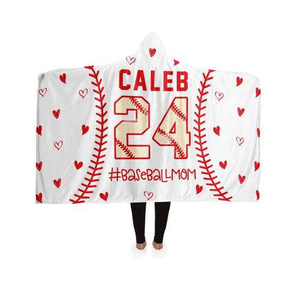 Baseball Mom Hooded Blanket, Baseball Hooded Blanket, Custom Baseball Blanket, Custom Team Number, Mom Sports Blanket, Game Day Blanket