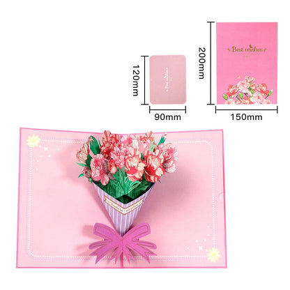 3D Flower Hollow Letter Mothers Day Card, Creative Mother's Day Gift