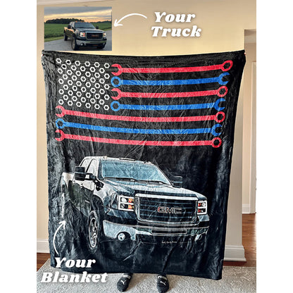 America Custom Truck Fleece Blanket