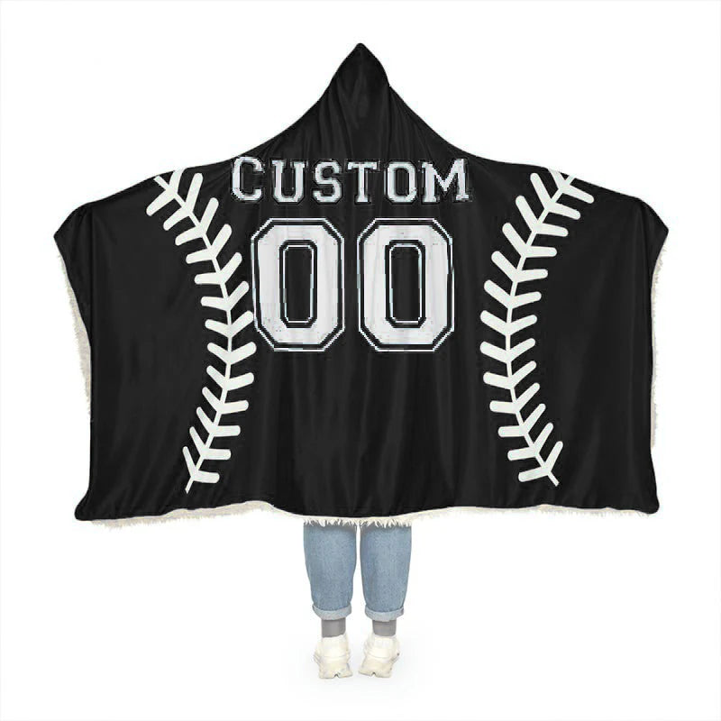 Baseball Hooded Blanket, Custom Gift,Custom Softball Wearable Blanket,University Team Blanket