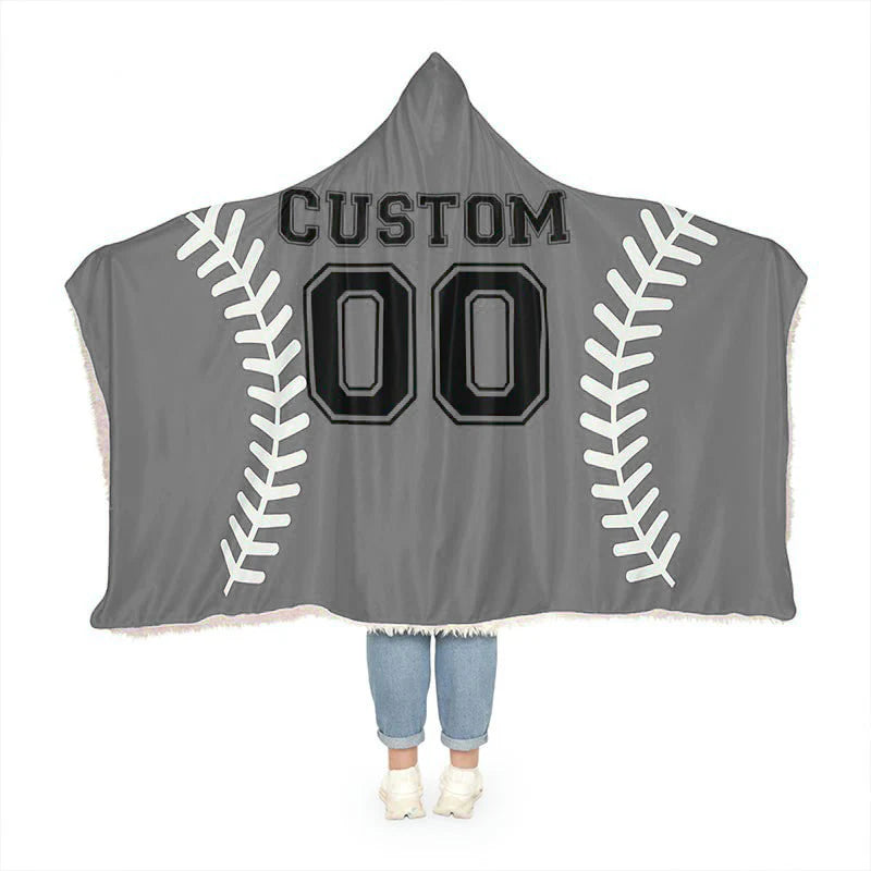 Baseball Hooded Blanket, Custom Gift,Custom Softball Wearable Blanket,University Team Blanket