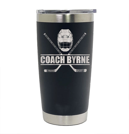 HOCKEY Player Coach Gift - Laser Engraved Tumblers, Straw Mugs with Handle