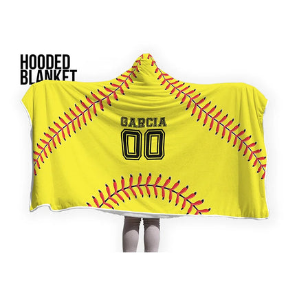 Personalized Softball Hooded Blanket, Add your name and number