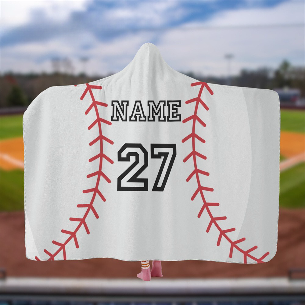 Personalized Customized Baseball Hooded Blanket Personalized Gift