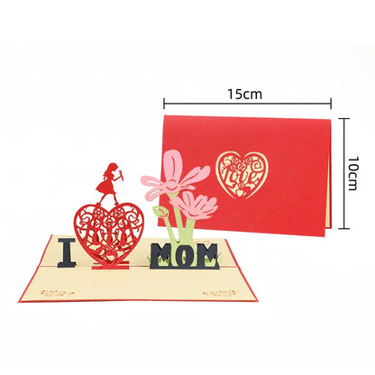 3D Flower Hollow Letter Mothers Day Card, Creative Mother's Day Gift