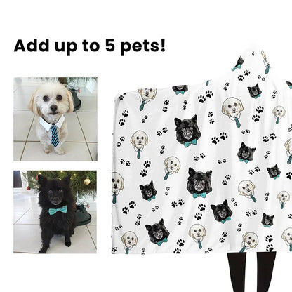 CUSTOM HOODED BLANKET | Your Pet's Photo! Custom Pet Blanket For Pet Lovers