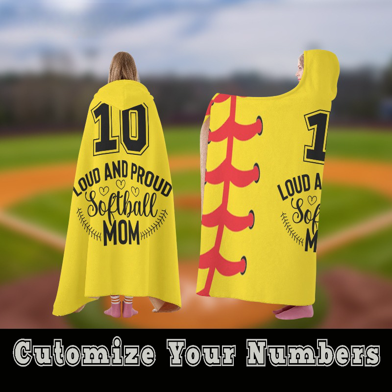 Personalized Customized softball mom Hooded Blanket, personalized gift