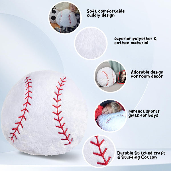 BOYS BASEBALL PILLOW ROOM SPORTS: GIFTS TOYS STUFF THROW PLUSH SOFTBALL