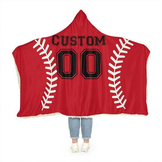 Baseball Hooded Blanket, Custom Gift,Custom Softball Wearable Blanket,University Team Blanket
