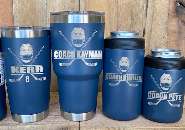 HOCKEY Player Coach Gift - Laser Engraved Tumblers, Straw Mugs with Handle