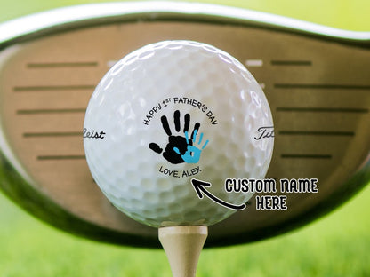 Personalized 1st Father's Day Golf Balls | Titleist Pro V1x | Custom Name & Color | Great Father's Day Gift for New Dad from Baby