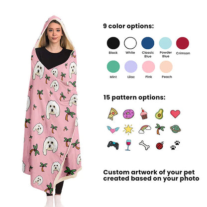 CUSTOM HOODED BLANKET | Your Pet's Photo! Custom Pet Blanket For Pet Lovers