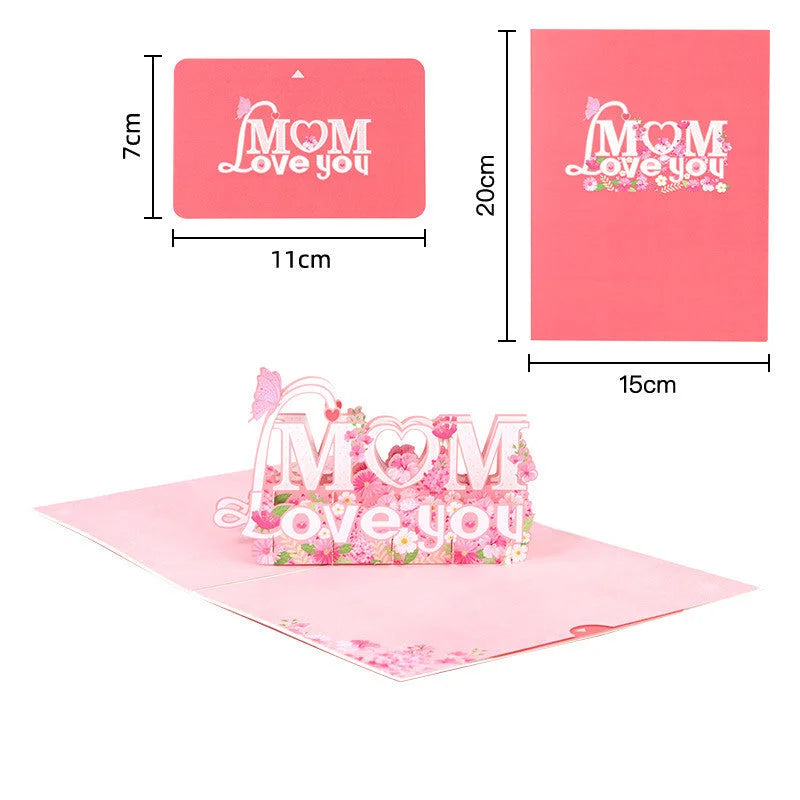 3D Flower Hollow Letter Mothers Day Card, Creative Mother's Day Gift