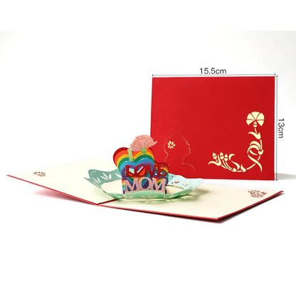 3D Flower Hollow Letter Mothers Day Card, Creative Mother's Day Gift