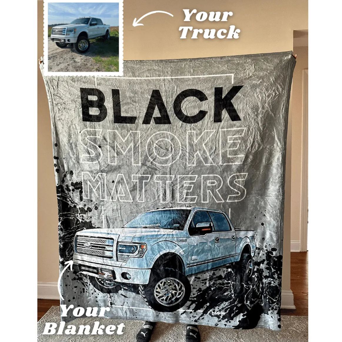 Black Smoke Matters Custom Truck Fleece Blanket