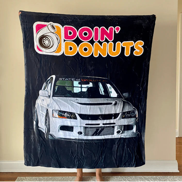 Doin Donuts Custom Car Fleece Blanket