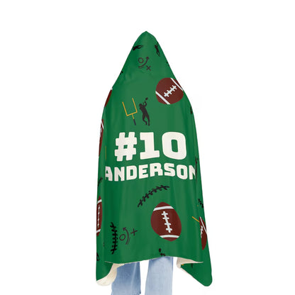 Customizable Football Player Hooded Blanket - Stay Cozy and Stylish at Games! Perfect for Football Season