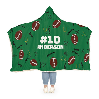 Customizable Football Player Hooded Blanket - Stay Cozy and Stylish at Games! Perfect for Football Season