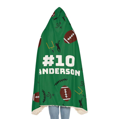 Customizable Football Player Hooded Blanket - Stay Cozy and Stylish at Games! Perfect for Football Season