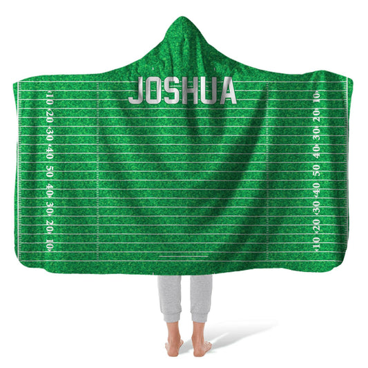 Hooded Sherpa Fleece Blanket: Football Field