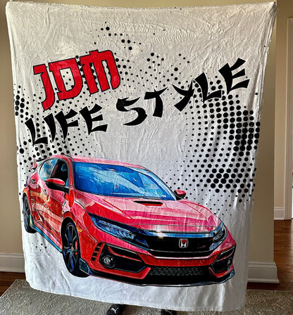 JDM Custom Car Fleece Blanket