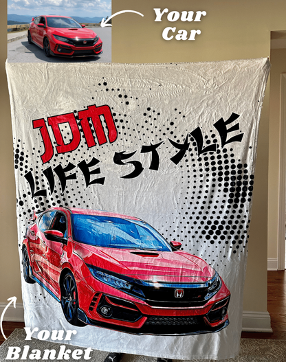 JDM Custom Car Fleece Blanket