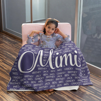 Personalized Grandma With Grandkids Names Blanket Gift For Grandma