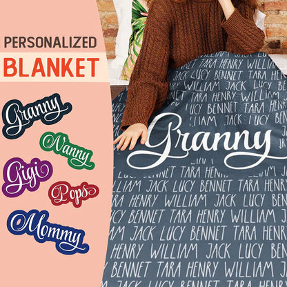 Personalized Grandma With Grandkids Names Blanket Gift For Grandma