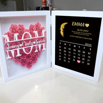 REAL MOON PHASE Anniversary Calendar Custom Flower Frame