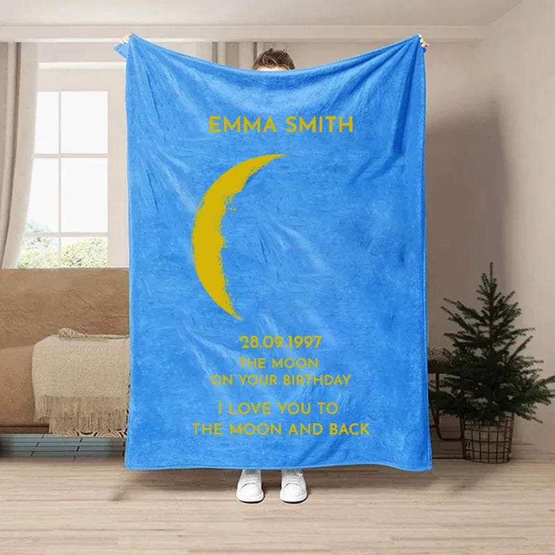 Custom Couple Art Blanket/ REAL MOON PHASE - For Memory Gift