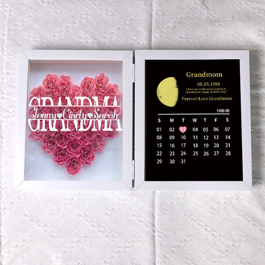 REAL MOON PHASE Anniversary Calendar Custom Flower Frame