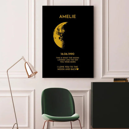 Custom Gift Couple Art Frame/ REAL MOON PHASE - For Memory Gift