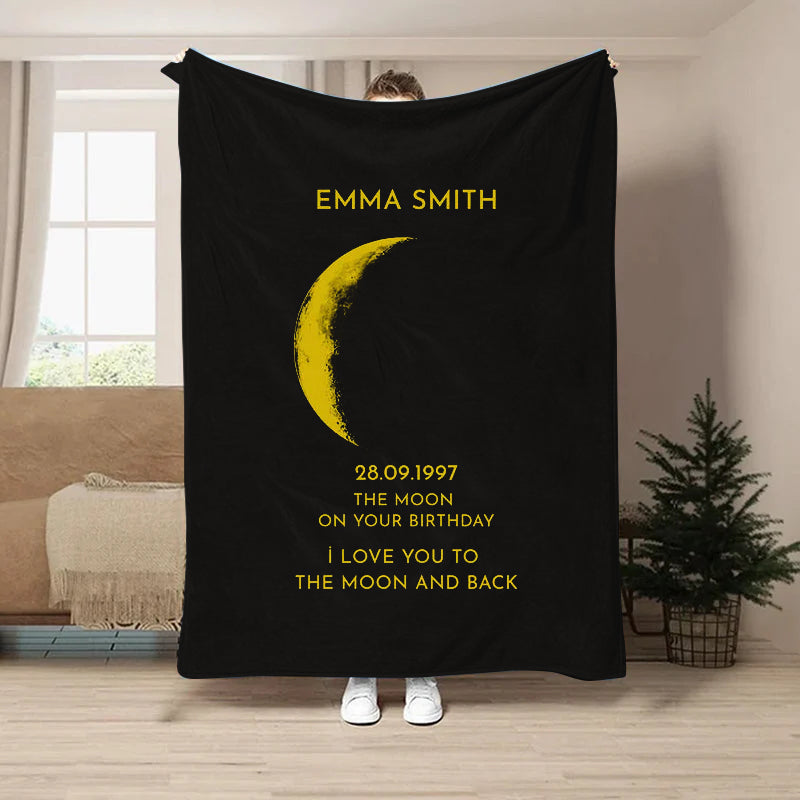 Custom Couple Art Blanket/ REAL MOON PHASE - For Memory Gift