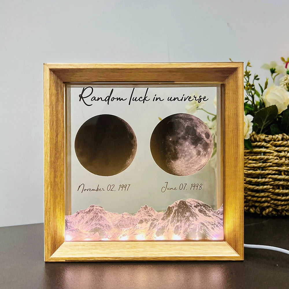 Random luck in universe Custom Moon Phases Print LED Light Frame for Valentine's Day