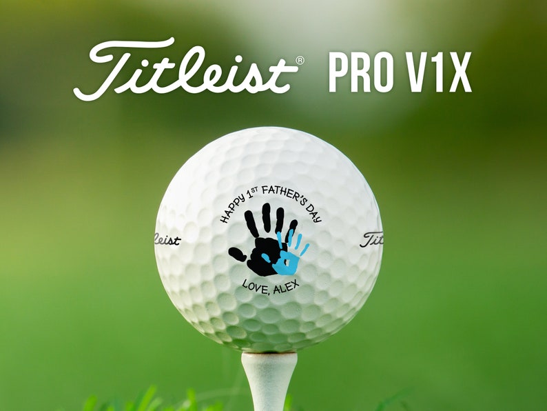 Personalized 1st Father's Day Golf Balls | Titleist Pro V1x | Custom Name & Color | Great Father's Day Gift for New Dad from Baby