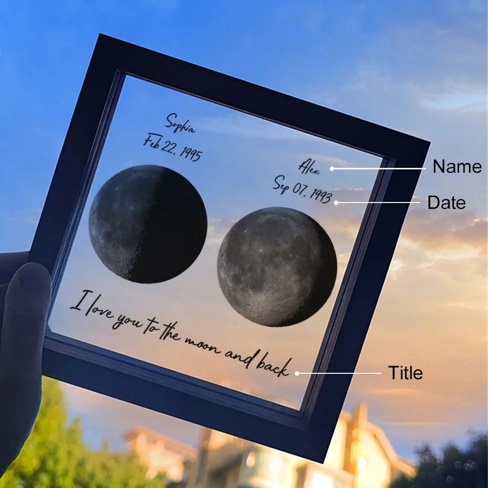 Random luck in universe Custom Moon Phases Print LED Light Frame for Valentine's Day