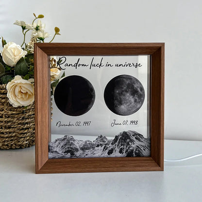 Random luck in universe Custom Moon Phases Print LED Light Frame for Valentine's Day