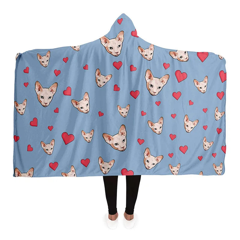 CUSTOM HOODED BLANKET | Your Pet's Photo! Custom Pet Blanket For Pet Lovers