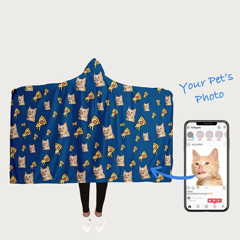 CUSTOM HOODED BLANKET | Your Pet's Photo! Custom Pet Blanket For Pet Lovers