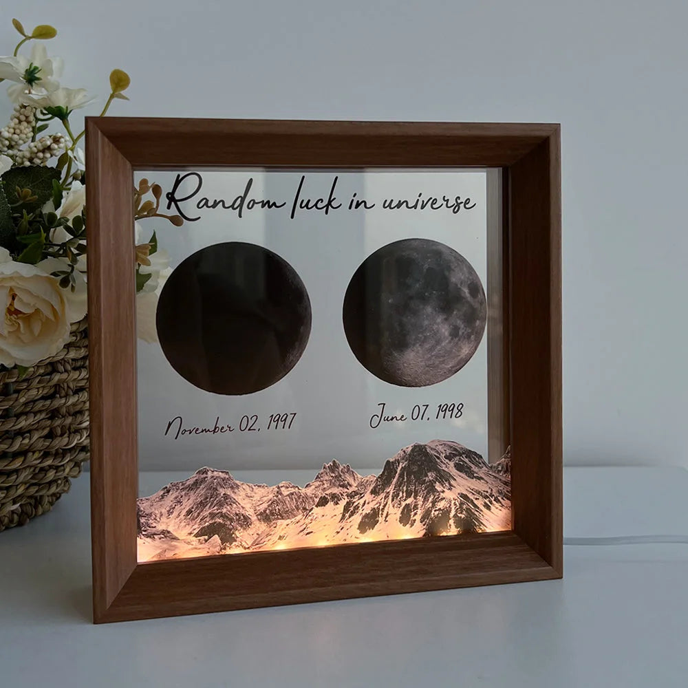 Random luck in universe Custom Moon Phases Print LED Light Frame for Valentine's Day