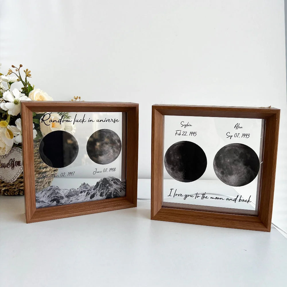 Random luck in universe Custom Moon Phases Print LED Light Frame for Valentine's Day