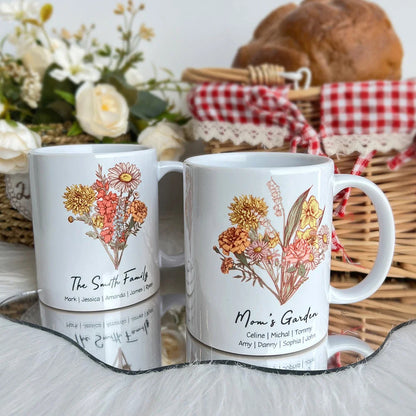 50%OFF⭐️Personalized Birth flower Bouquet Names Mug