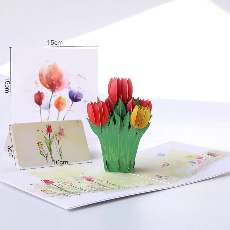 3D Flower Hollow Letter Mothers Day Card, Creative Mother's Day Gift