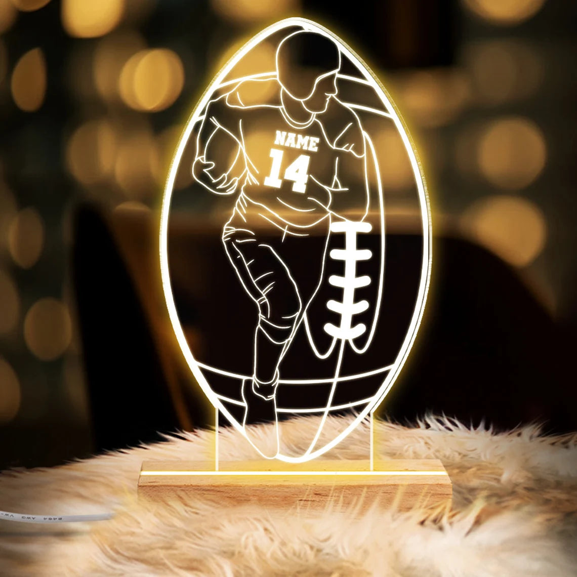 Personalized American Football Night Light - Custom LED Lamp for Players, Perfect Gift for Rugby  Fans, Unique Sports Decor