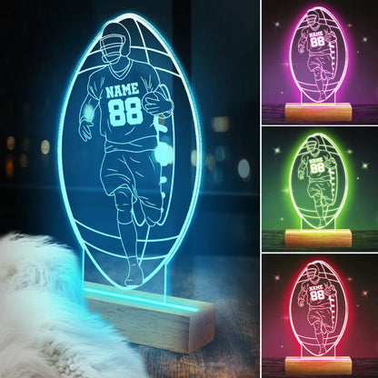 Personalized American Football Night Light - Custom LED Lamp for Players, Perfect Gift for Rugby  Fans, Unique Sports Decor