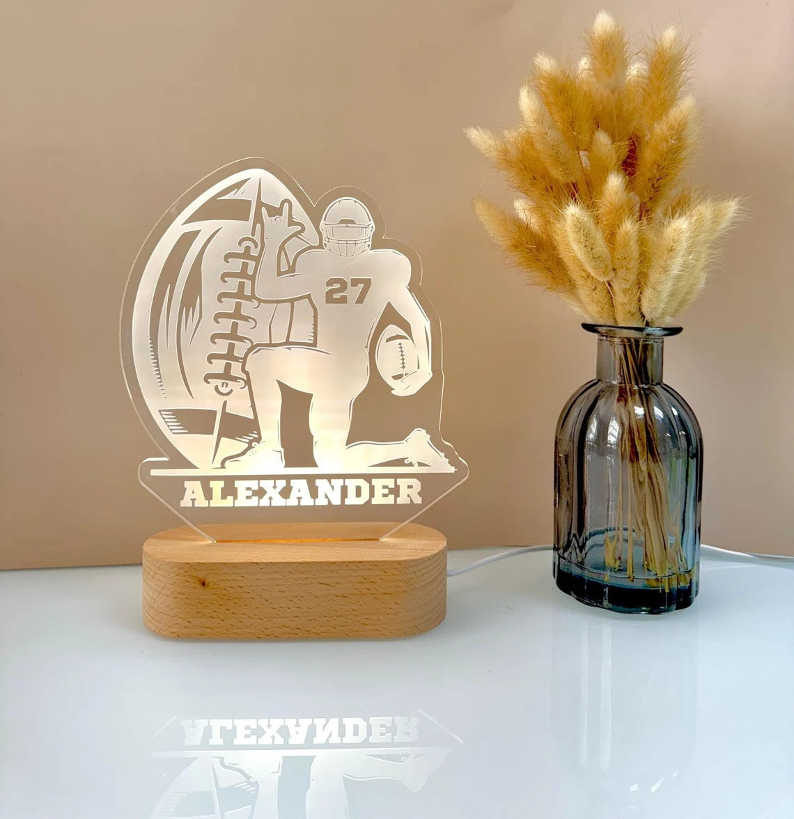 Personalized American Football Night Light - Custom LED Lamp for Players, Perfect Gift for Rugby  Fans, Unique Sports Decor