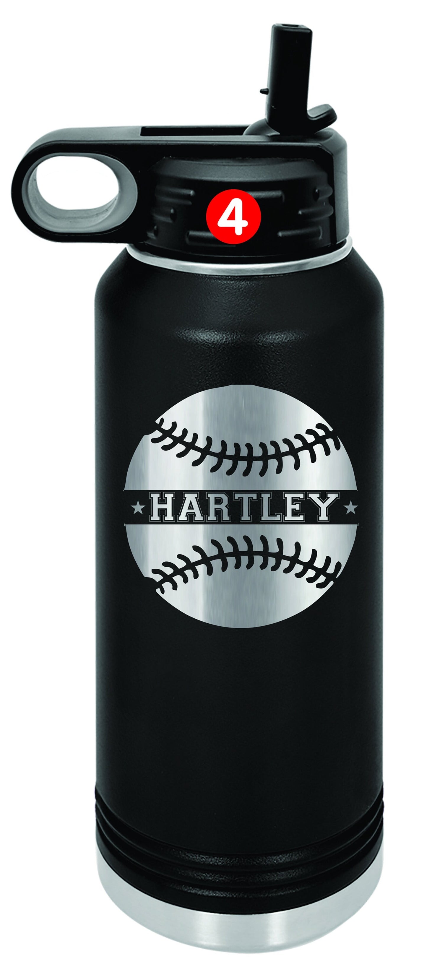 Personalized Baseball Water Bottles - Custom Engraved 32oz Stainless Steel Bottle