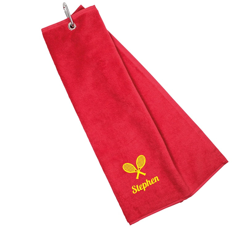 Personalized Embroidered Tri Fold Tennis Towel | Gift for Tennis Lover