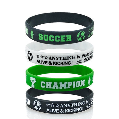 12PCS Soccer Bracelets | Green White Black Soccer Champion Sports Club Training Wristbands for Kids Birthday Party Favours