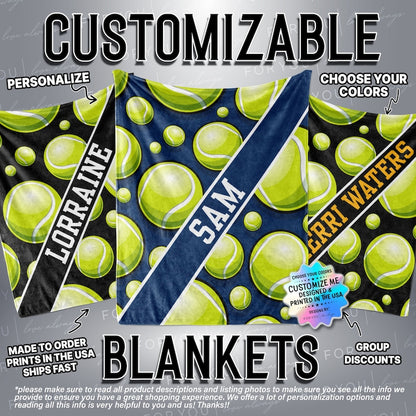 Tennis Custom Name Blanket Personalized - Gift for Players Seniors End of Year Team or Coaches Gift